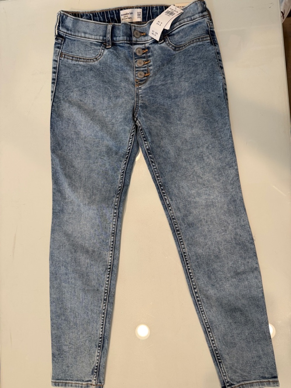 abercrombie kids Light Blue Button-Fly Skinny Jeans